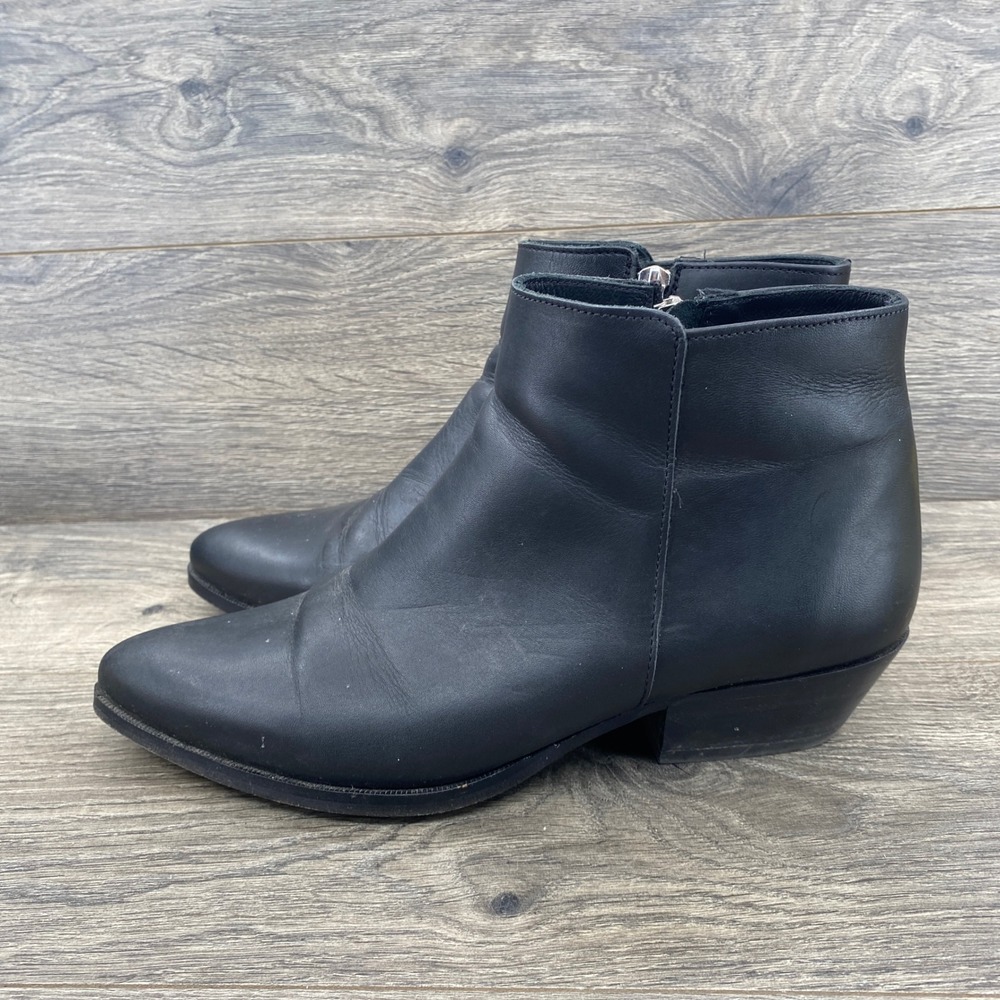 Thursday Boot Co Ankle Boots Women 10.5 Black Leather Pointed Toe Zip Portugal